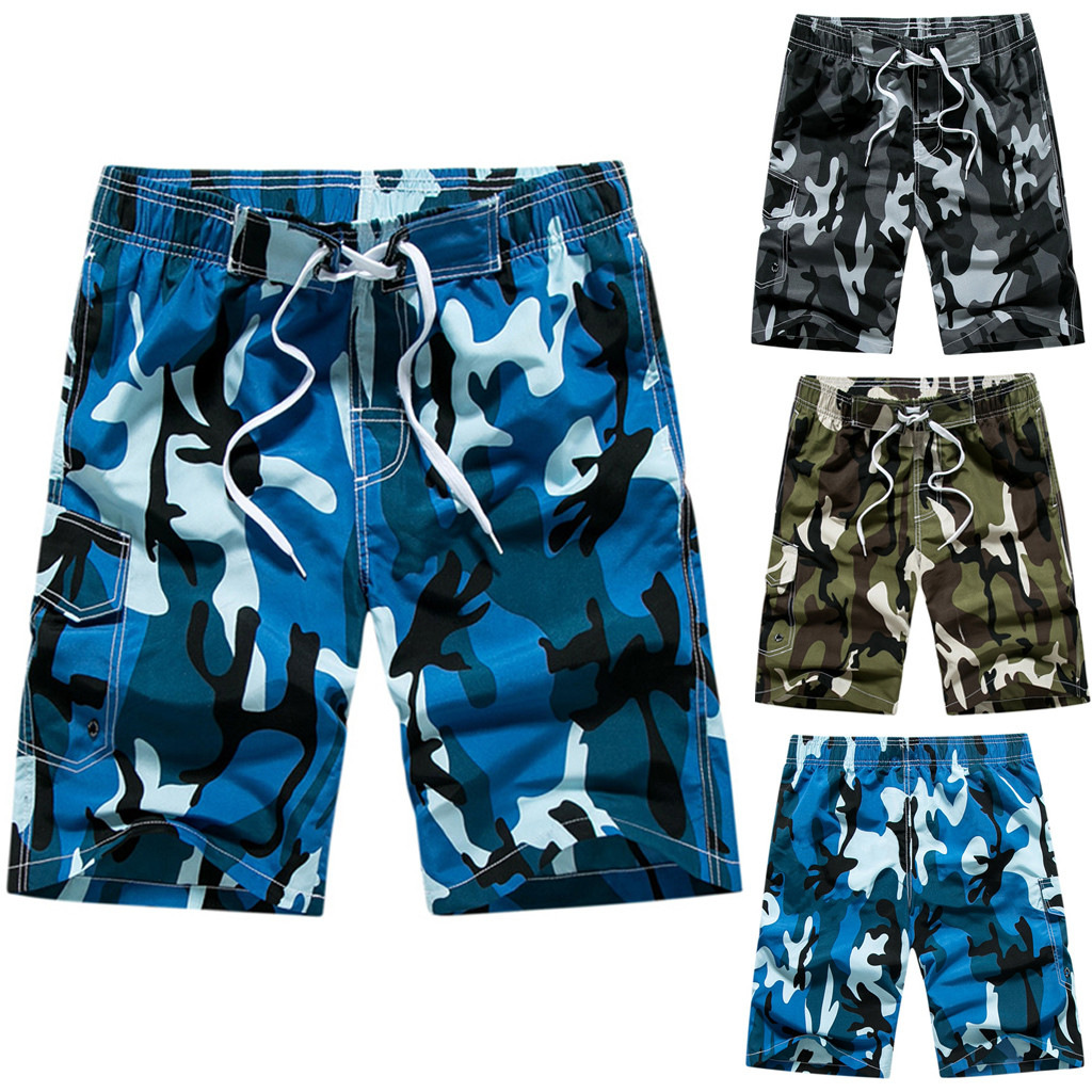 Men's Shorts Mens Camouflage Quick Drying Boardshorts Casual Summer Knee Length Army Print Loose Large Size