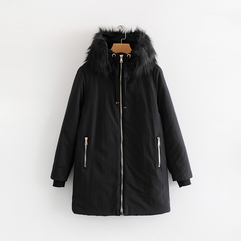 

2020 Winter Women Drawstring Fur Hooded Long Jacket Fashion Female Parkas Thick Warm Padded Cotton Coat Casual Outerwear, Black