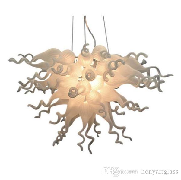 White Modern Style Hand Blown Murano Glass Chandelier Lamps Milky White Color Urban Design for Table Top Decoration-image-524594404