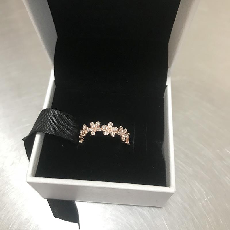 

NEW 18K Rose Gold CZ Diamond RING Set Original Box for Pandora Real 925 Silver flowers Fashion Luxury Wedding Ring For Women, Slivery;golden