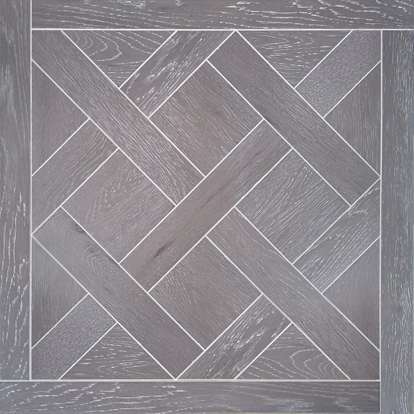 Antique Grey color White Oak versailles flooring panels engineered hardwood wood floor parquet tile medallion historic wall cladding wallpaper ru-image-526181849