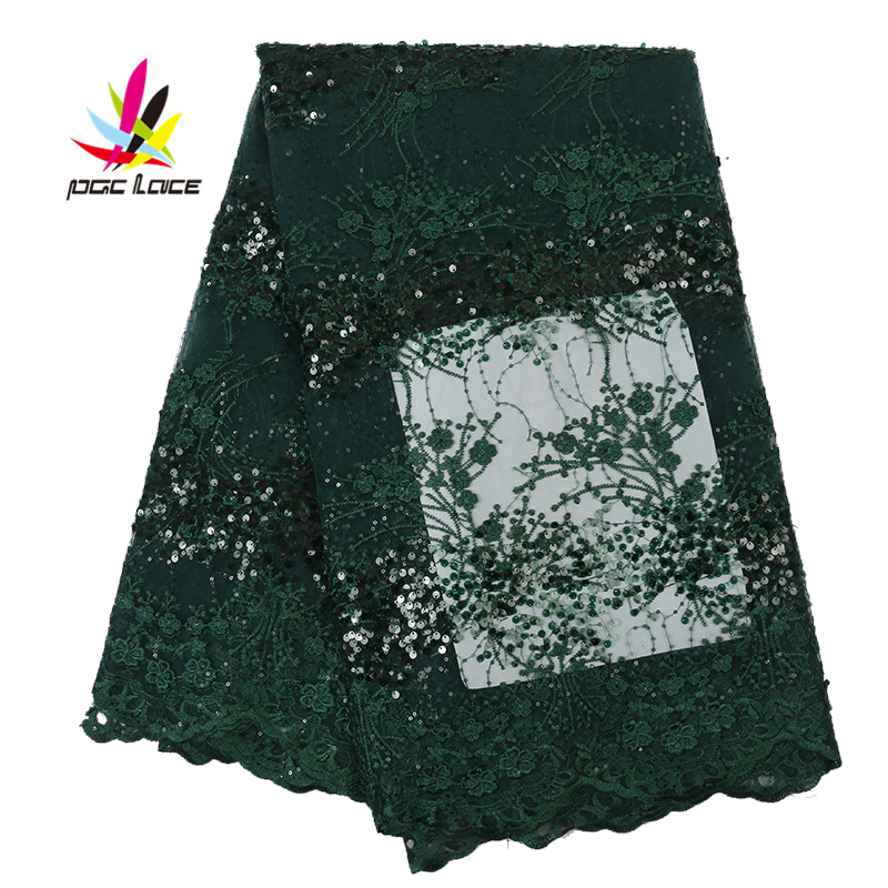 

Green Beaded Sequined Pearl Embroidered Fabric Latest Handmade Beaded Lace Flower Brocades Embroidered AMY2749B