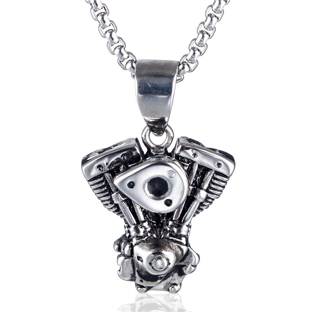 1 Piezas de Acero de Titanio Punk Calavera Motocicleta casting Collar Colgante Fo