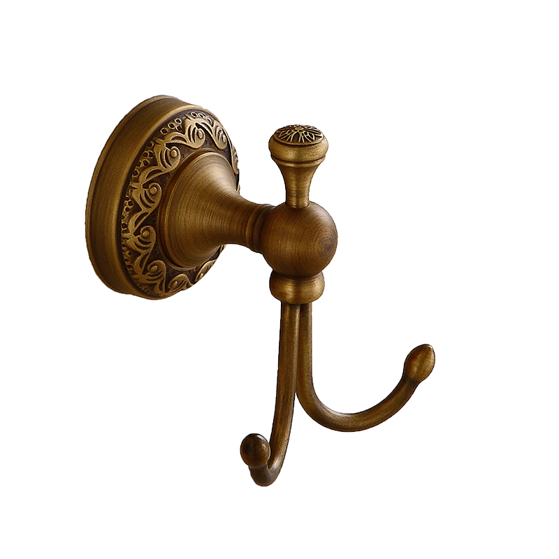 

MADICA 6.2*10*10.8cm Double Robe Hooks For Shower Room Bedroom Vintage Brass Wall Hook Metal Nail For Clothes Coat Hat Hooks