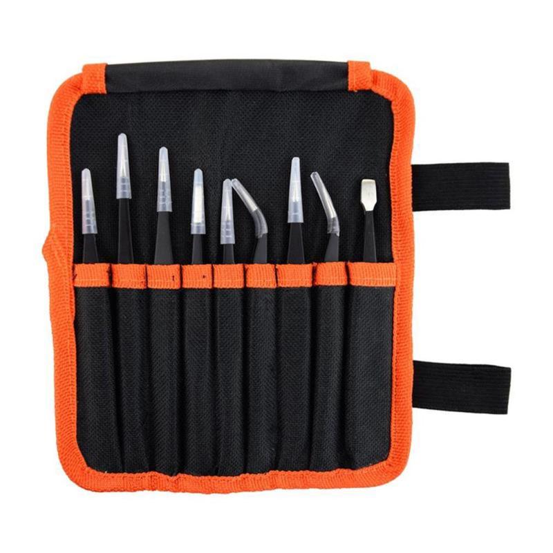 

9Pcs ESD Tweezers Tool Set High Precision Antistatic Tip Curved Straight Nipper Repair Tool Kit Stainless Multifunction Tweezer