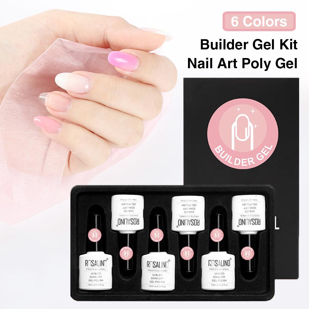 

6 Colors Builder Gel Kit Nail Art With Nail Form Soak Off Hybrid Varnish Extension Semi Permanent UV Led Base Top