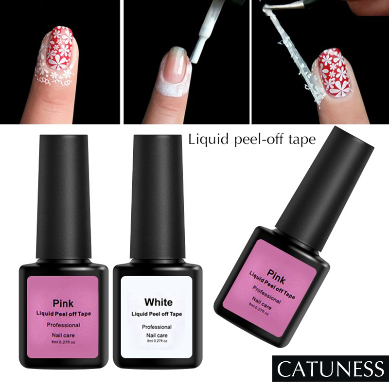 

CATUNESS White Pink Base Peel-off Protection Liquid Varnish Easy Clean Fast Dry Finger Skin Protected 8ml for Nail Varnishes, Fs001