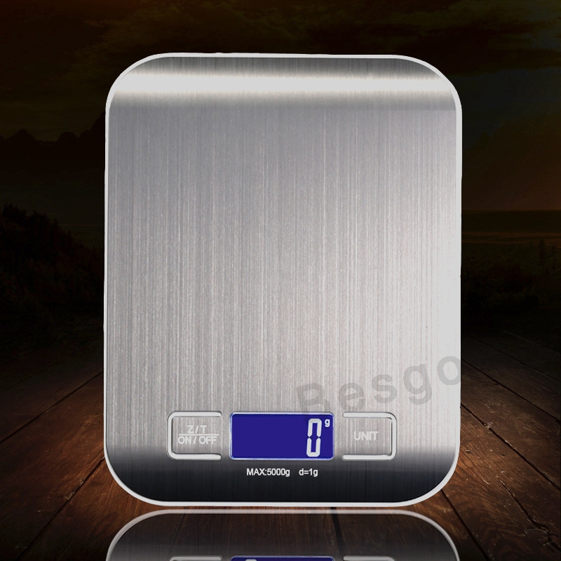 

5000g/1g LED Electronic Digital Kitchen Scales Multifunction Food Scale Stainless Steel LCD Precision Jewelry Scale Weight Balance BC BH2897, As picture