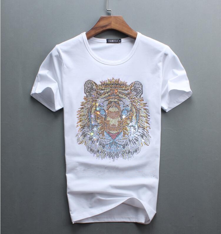 

Wholesale luxury diamond design Tshirt fashion t-shirts men funny t shirts brand cotton tops 0gf2, White;black