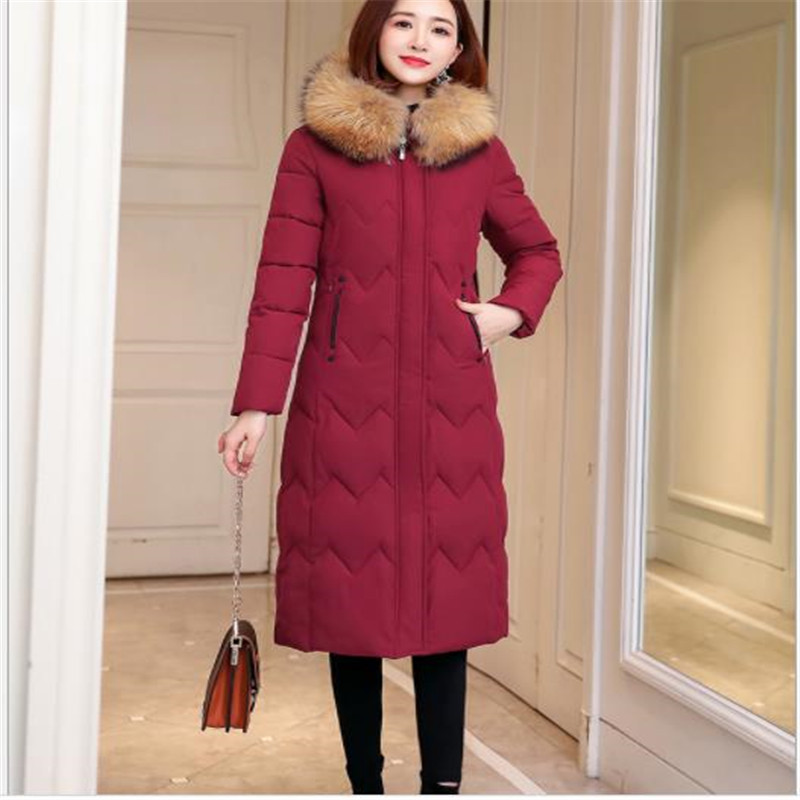 

Manteau Femme Hiver Plus Size 6xl 2019 New Long Women Jacket Hooded Fur Collar Down Parkas Female Thick Slim Snow Wear H178, Black