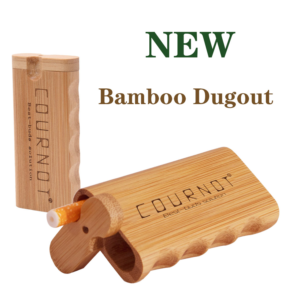 

78mm Natural Bamboo Dugout Ceramic One Hitter Bat Pipe Mini Bamboo Dugout Box Smoke Hand Pipe Accessories