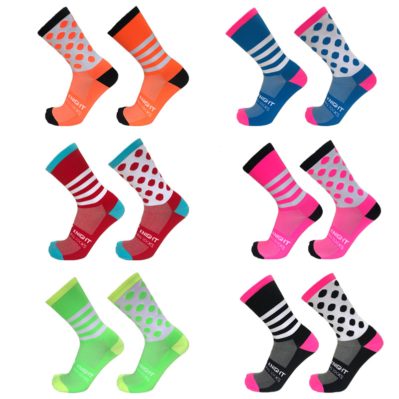 

Colorful Dot Sports Socks Men Women Bike Climbing Polka Dot Cycling Socks Compression Running, Black