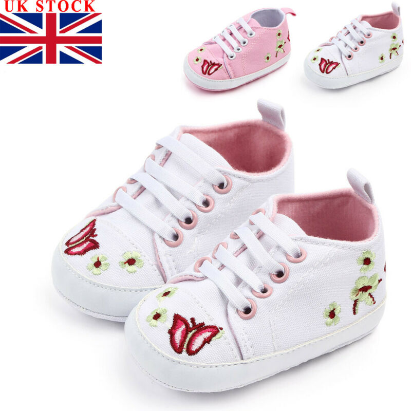 

Newborn Baby Girl Shoes Infant Sneakers Toddler PreWalker Trainers 0-18M, Pink