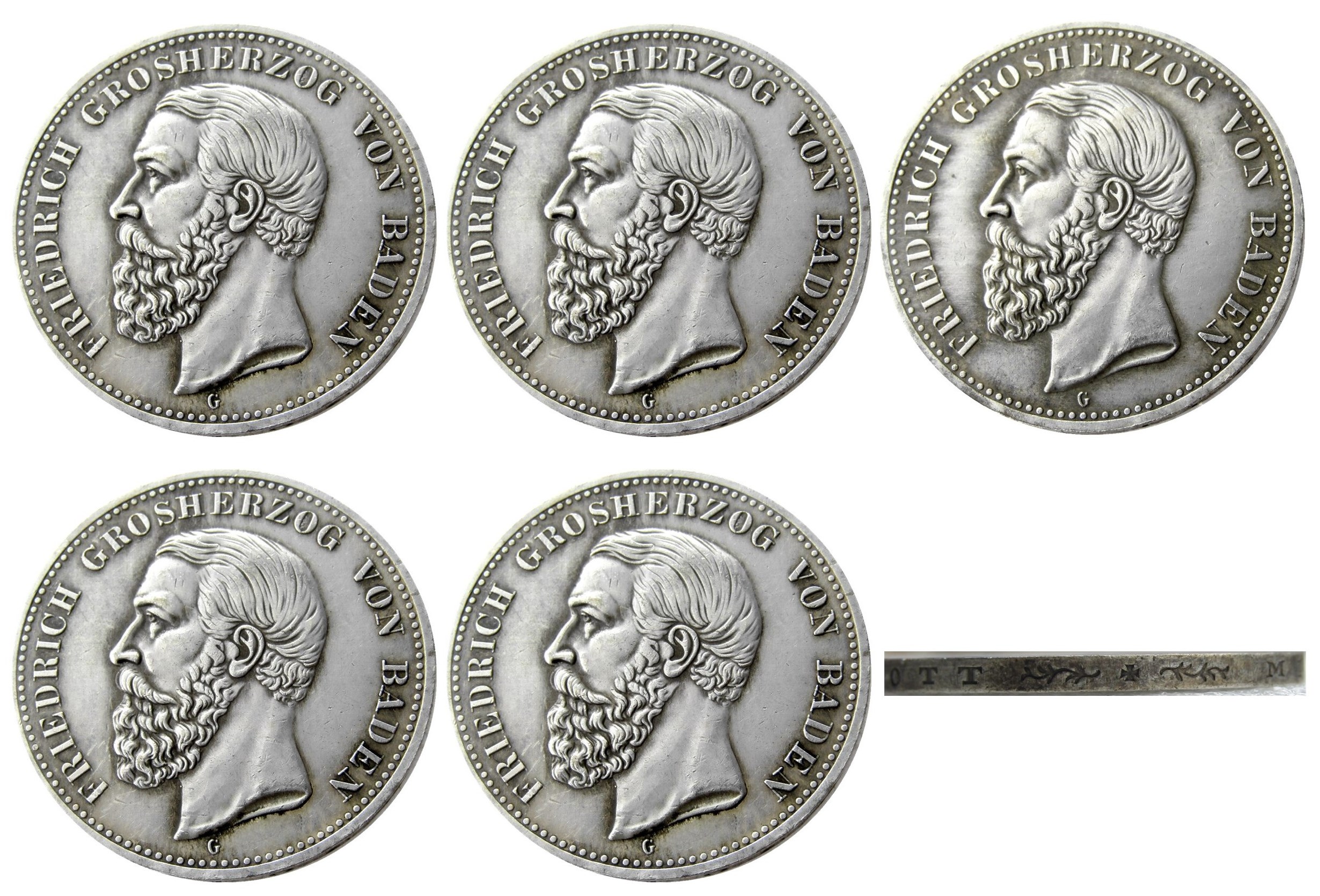 

5pcs/lot 1891-1901 Germany 5 Mark states Baden - Friedrich I Copy Coins Free Shipping metal craft dies manufacturing factory