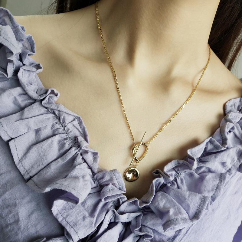 

Pendant Necklaces 925 Sterling Silver Necklace Women's Shaped Chain Simple Japanese And Korean Round European American Design