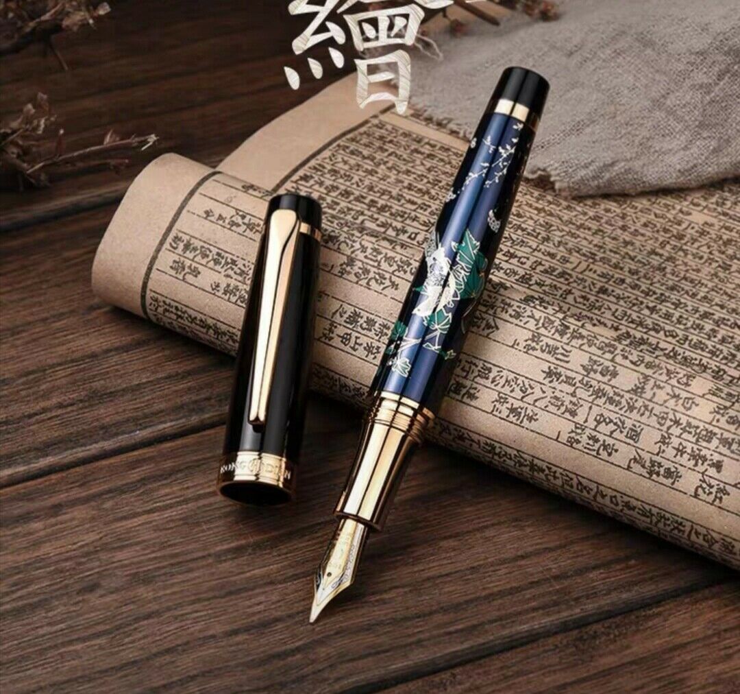 

HD Maki-e Fountain Pen Fine Nib Metal Writing Pen Beautiful Pattern Collection Office Supplies Unbox Packaging, Red