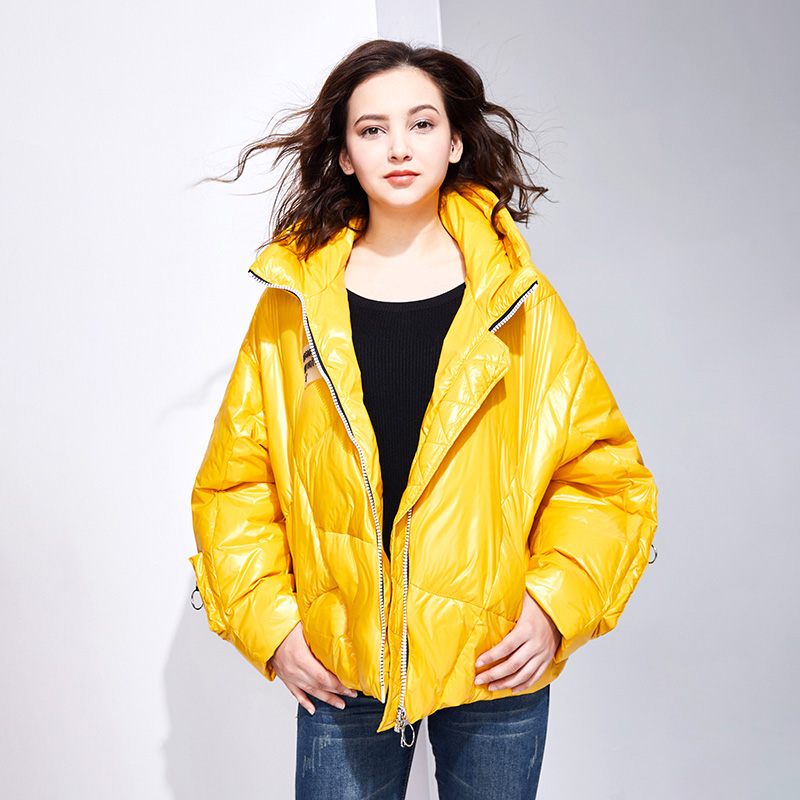 

winter Women duck down coat short ultralight natural feather luxury high quality women duck down parka, Black