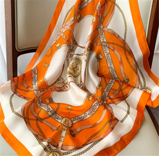 

Spring and autumn new chain 70*70 small silk scarf female imitation silk decorative scarf summer sunscreen shawl scarf