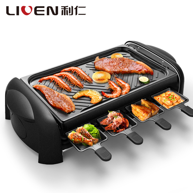 

KL-J4300 Electric Grill Pot Korean Style Household Non Stick Baking Pan Oven Smoke-free Iron Plate Roaster Multicooker Tool
