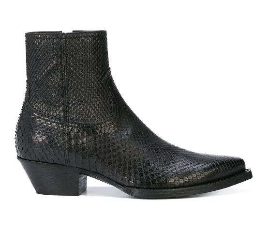 

Man Slp Lukas Boots New Release Python Skin Effect Black Leather Side Zip Paris Fashion Lukas Boots Shoes