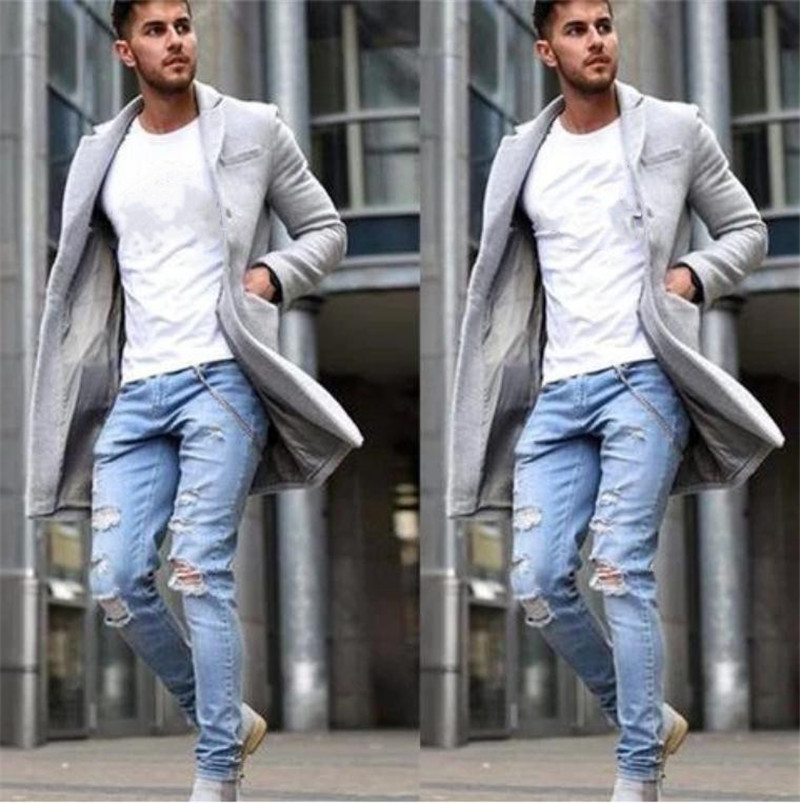 

Designer Casual Outerwears with Button Fashion Long Sleeve Mens Luxury Clothing Winter Mens Lapel Neck Blends Coats, Black