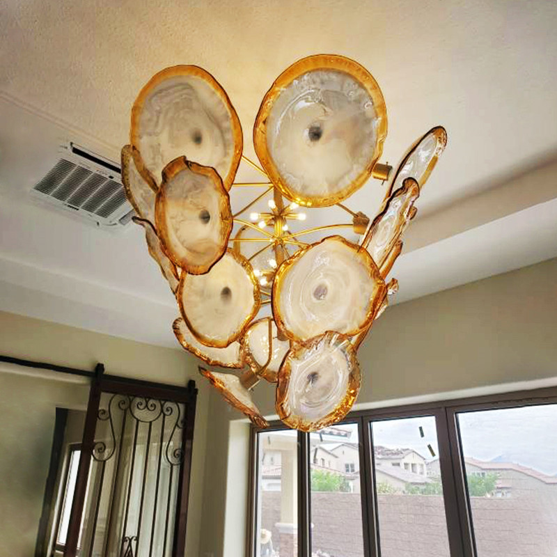 

art deco chandelier gold murano glass chandelier lights 52 inches E14 flower chain pendant led bulbs murano chandelier for house decoration