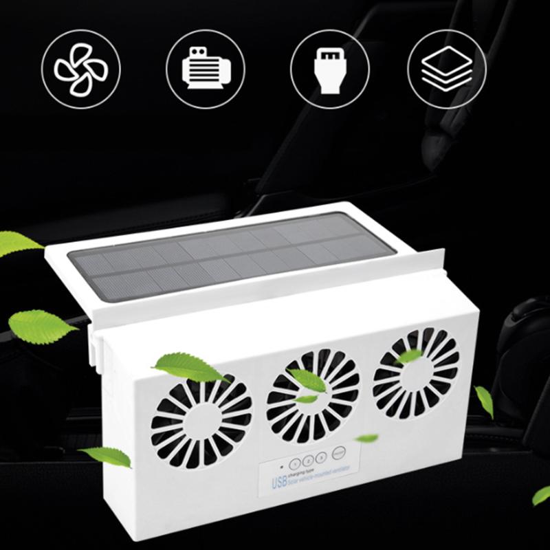 

Solar Powered Car Cooler Front/Rear Window Radiator Exhaust Fan Auto Air Vent Fan Ventilation Radiator Cooling System 2 Colors