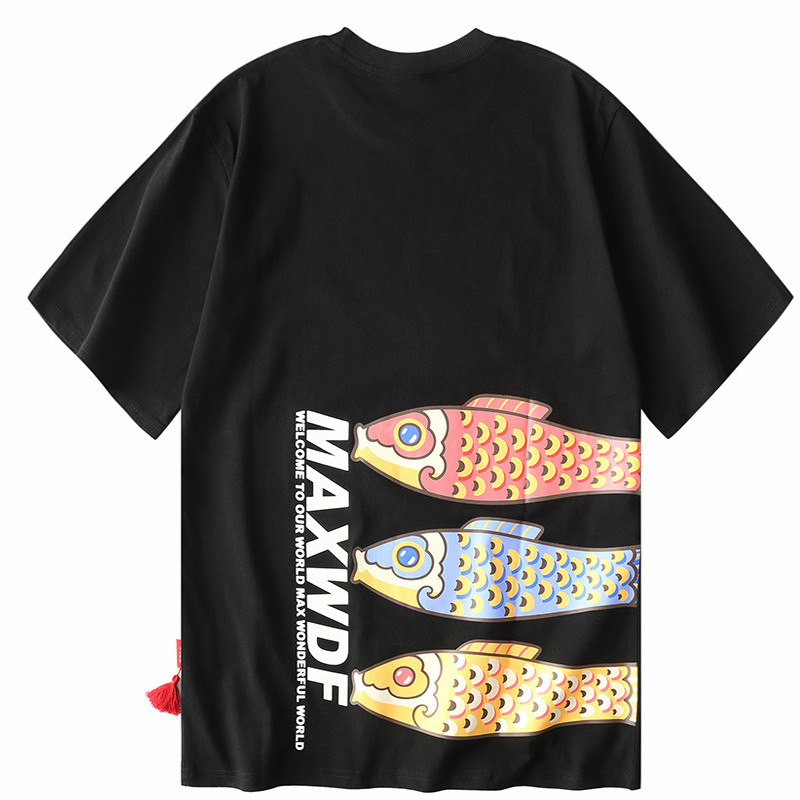 

Januarysnow Men T Shirt Hip Hop 2020 Streetwear Japanese Anime Cartoon Fish Harajuku Tshirt Summer Short Sleeve T-Shirt Cotton Tops Tees, White