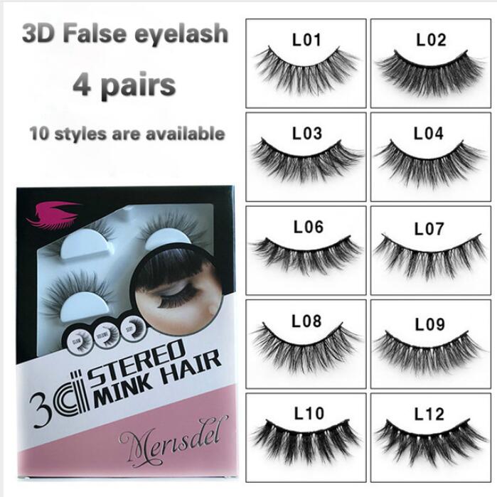 

4 Pairs Natural False Eyelashes Fake Lashes Long Makeup 3d Mink Lashes Eyelash Extension Mink Eyelashes