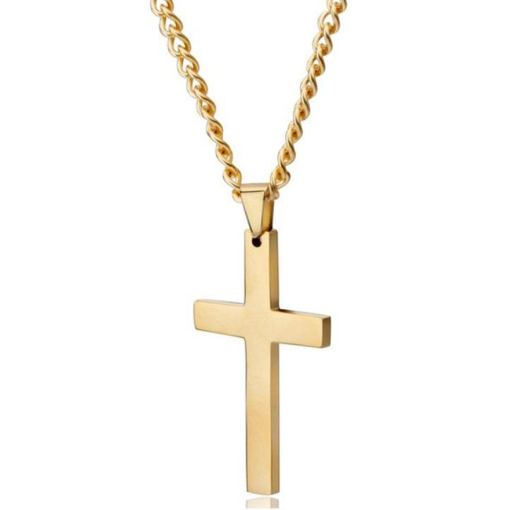 

Mens Cross pendant necklaces stainless steel Crucifix Religious Fashion Jewelry Gold Silver Black chains in Bulk