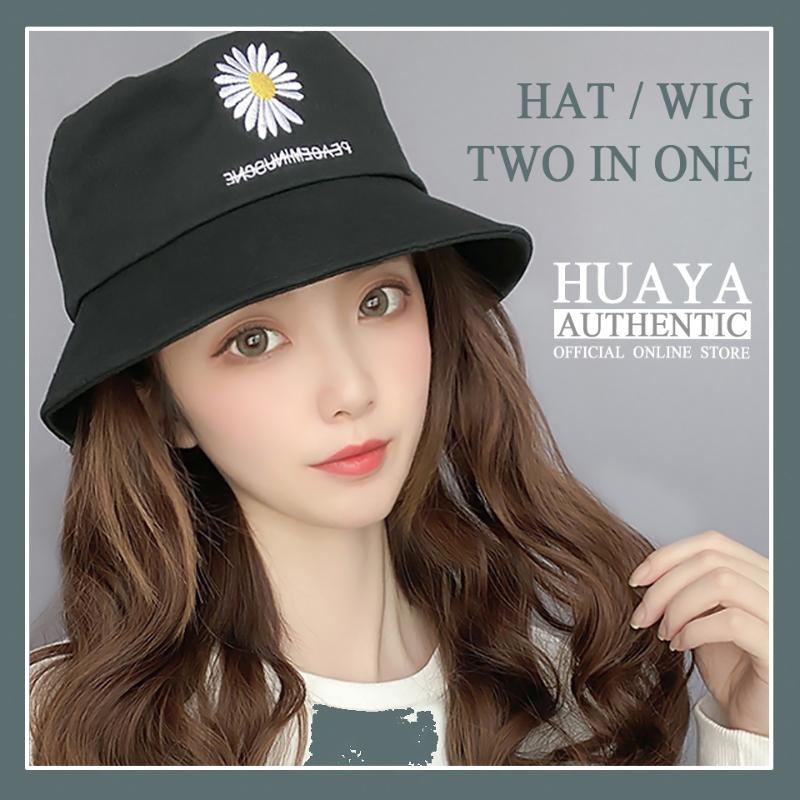 

HUAYA Synthetic Fiber Hat Wig Long Wavy Women's Hat Hair Daily Wearing Natural Connection Wigs, 1b/27hl