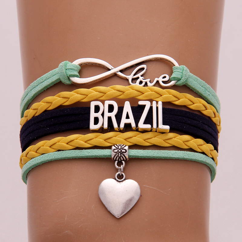 

Infinity Love Brazil Bracelets Bangles Heart Charm Braided Pu Leather Bracelet Men Women Fashion Jewelry Drop Shipping