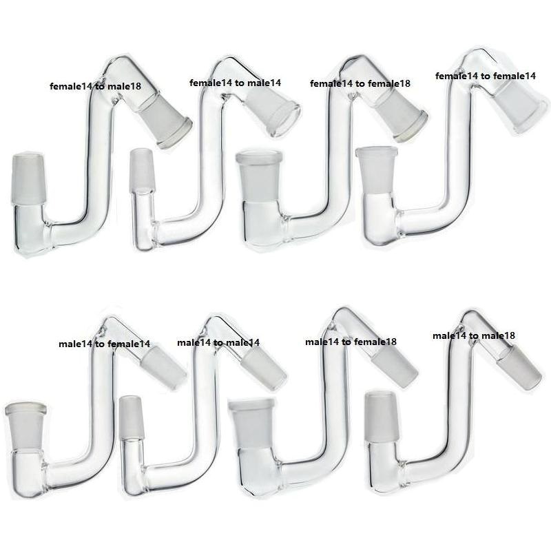 

45 Degree Glass Bong Hookahs Adapter Double Arm Dropdown Male Or Female 14 mm or 18mm with 2 holes rooftop design drop down