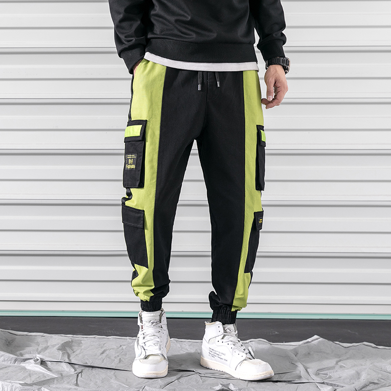 

2020 Fashion Cargo Pants Men Street Style Cotton Jogger Ribbons Harem Pants Men Casual Loose Sweatpants, Black