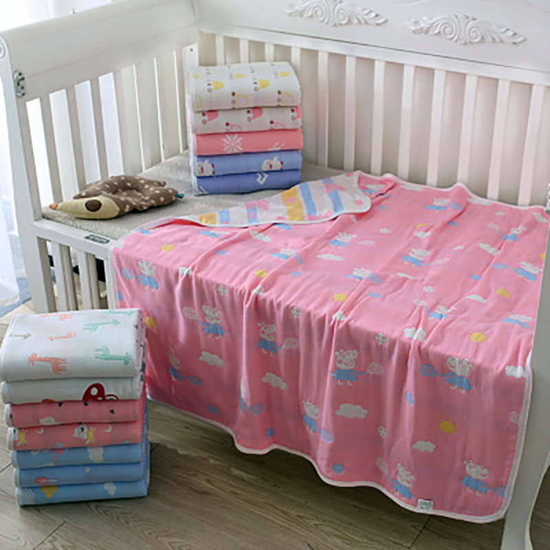 

soft absorbent Kids Bathrobe Child Blanket Wrap for Newborn Infant Six Layers cotton Gauze Baby Bath Towel 110*110cm, Green