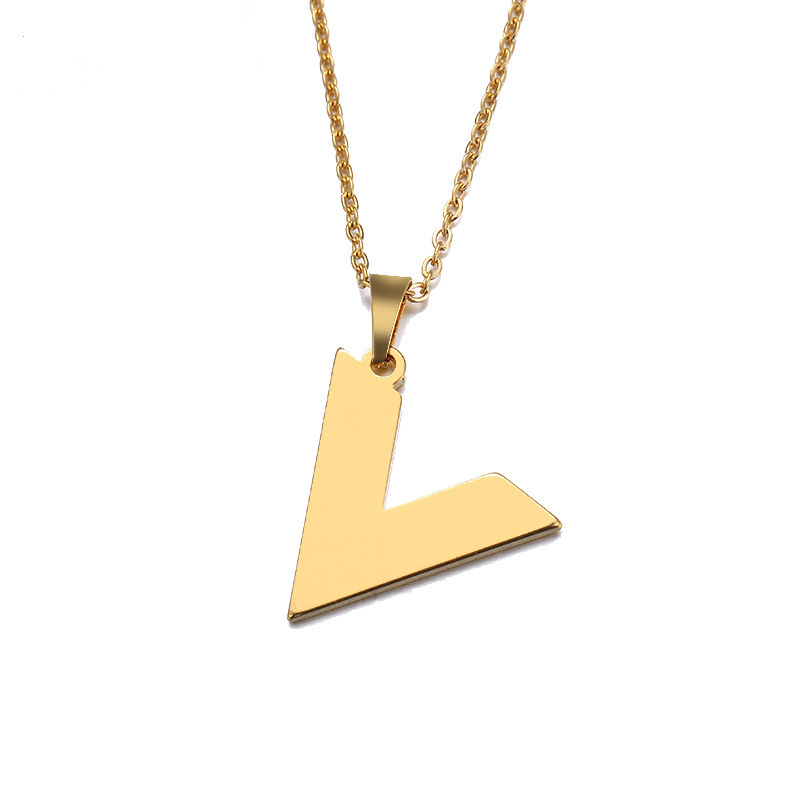 

High Quality Stainless Steel Necklace For Women Man Lover's V Word Gold And Silver Color Pendant Necklace Engagement Jewelry Girl Wedding