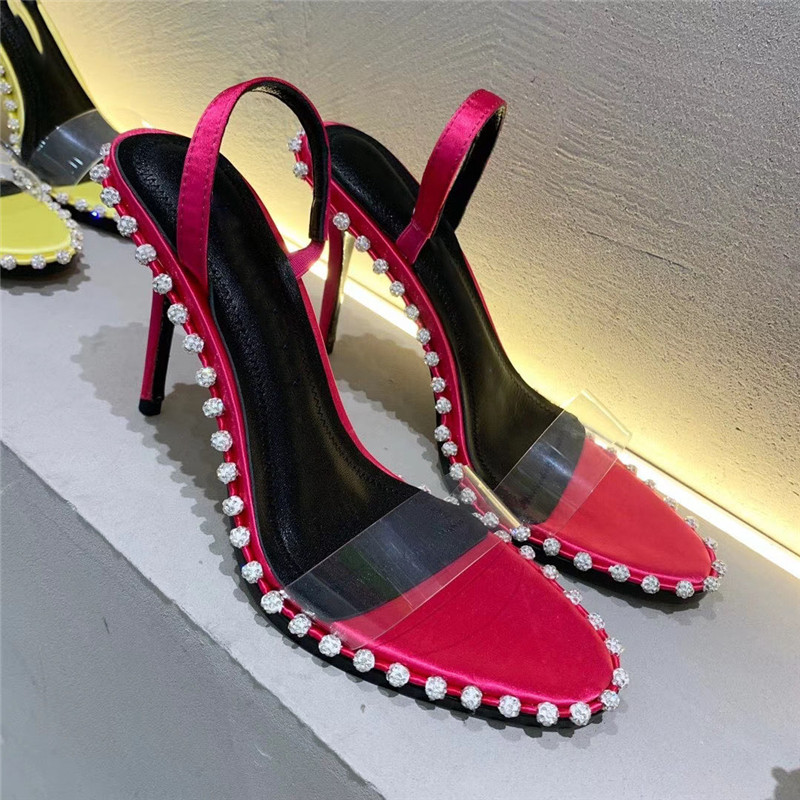 

20ss pvc sandal Women Crystals Rhinestone Bridal Shoes 9CM High Heels Shoes letters Fashion brand Designer Transparent Wedding Shoes Sandals