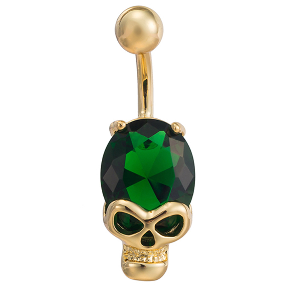 

Free Shipping Punk Sexy Skeleton Crystal Belly Bars Belly Button Rings Belly Piercing Zircon Body Jewelry Navel Piercing Rings Wholesale