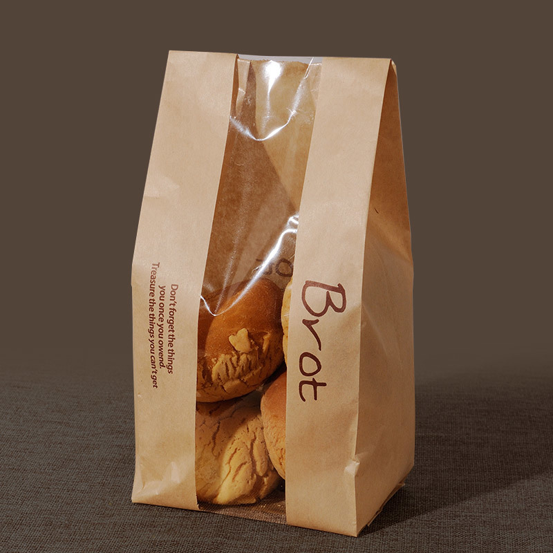 

20 Pcs Bread Bag With Window Kraft Bag Paper Packaging To The School White Baking Toast Bakery Bread Bags With Sticker