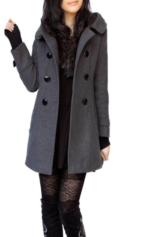

New Women jacket casaco feminino winter double breasted hooded slim coat jacket women coat outside overcoat casual fashion, Black