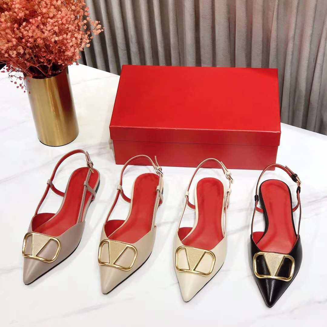 

Summer fashion wide flat shoes designer pointed letter decoration flat bottom female sandals high quality lambskin toe captain banquet shoes, Black