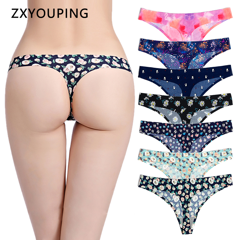 

Print Women Thongs and G-String Seamless Panties Sexy Lingerie Female Underwear Tangas Breathable US Size Large Size 12 Colors, Number 4