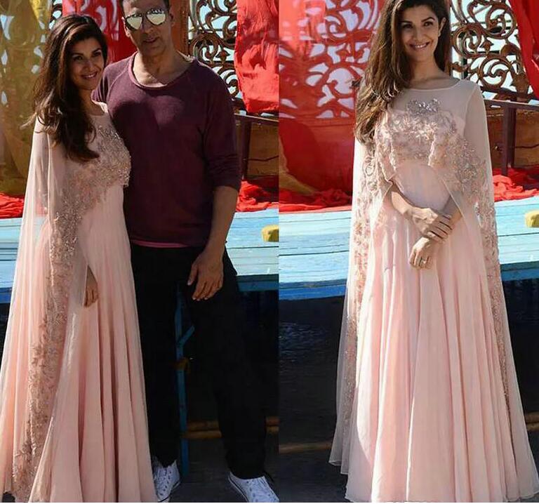 

Arabic Kaftan Pink Applique Women Evening Dresses With Sheer Cape Beads Chiffon Formal Gowns Indian Long Prom Dress, Champagne