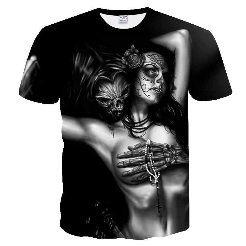 

3D printing Skull T-shirts Man's T-shirt Short Sleeve Tees Fashion Woman Streetwear Mens Coats tshirts European Summer 2019 New MX200509, Yh01682