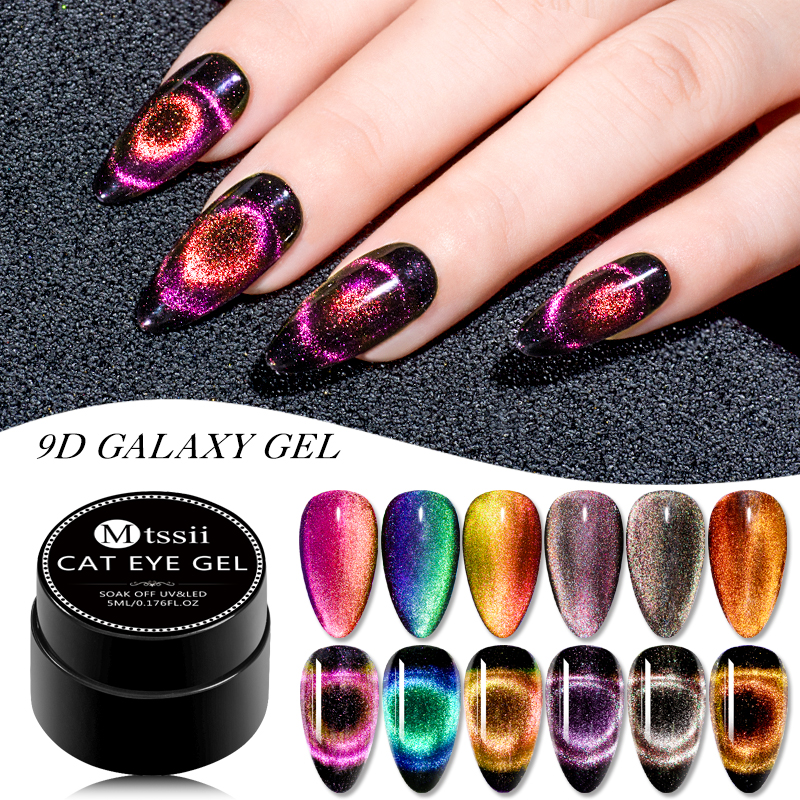 

Mtssii 5ml 9D Galaxy Cat Eyes Led Gel Nail Polish Chameleon Magnetic UV Nail Varnish Art Shiny Gel Need Black Base Coat, Bw1449