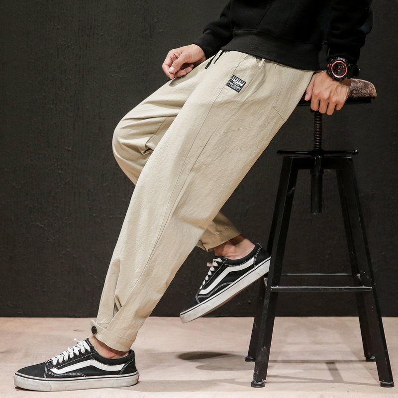 

Dropshipping 2020 Mens Linen Losse Sweatpants Men Solid Harajuku Streetwear Harem Pants Male Sweatpants 5XL Joggers, Navyblue(asiansize)