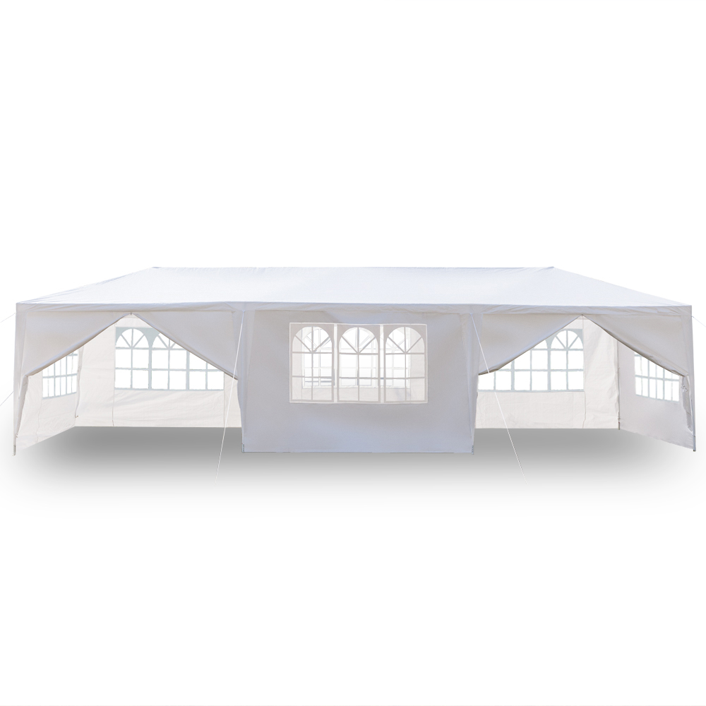 

US Stock 10 x 30FT Outdoor Shade Canopy Party 3x9m Wedding Tent Heavy Duty Gazebo Pavilion White with 8 Sides Wholesale