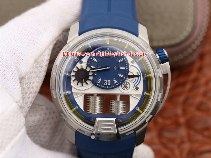 

3 Style New Product Best Quality 45mm x 16mm CY.HYT Stainless Steel Rubber Bands Transparent Mechanical Automatic Mens Watch Watches, Slivery;brown