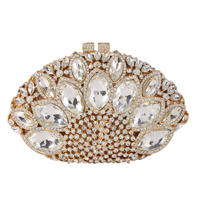 

women Handmade golden diamond clutch bag female evening dress crystal one shoulder chain bags for cocktail party brial handbag, Color same as pictur