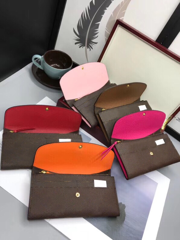 

Luxury long wallet Designer card holder lady multicolor coin purse colourfull Card holder original box women classic zipper pocket, Red